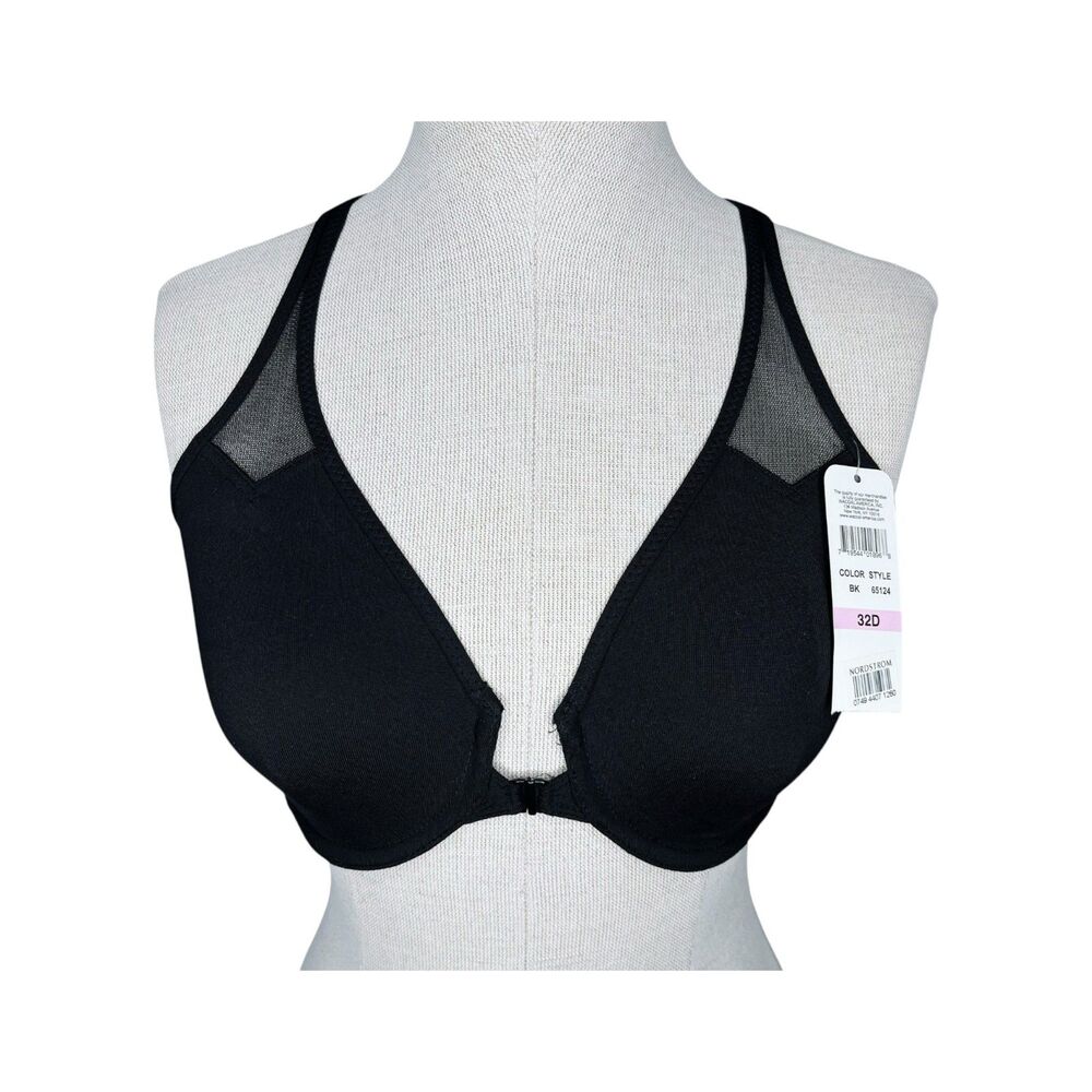 NWT Wacoal Body By Wacoal Front Close Racerback Bra sz 32D * Black New With Tags